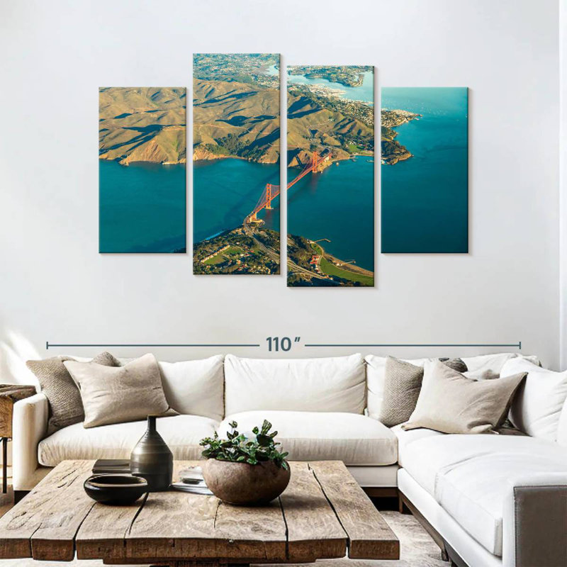 Vue aérienne du Golden Gate Bridge, H 54 po x l 84 po