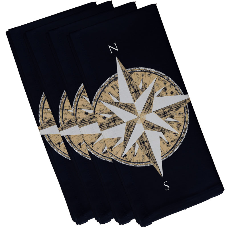 Hancock Polyester Geometric Square Napkin, Navy Blue