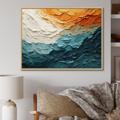 Teal Orange Ocean Coastal Essence Collage - Ocean Large Wall Art
