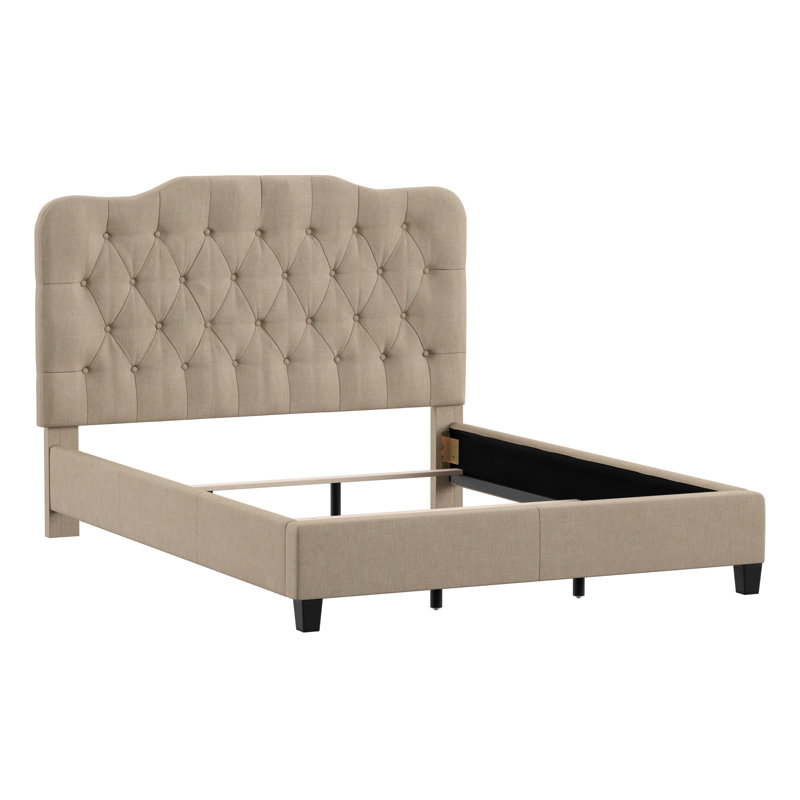 Lit tapissier capitonné Alenushka, Double, Beige