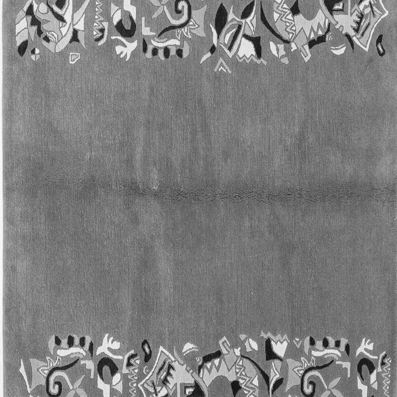 Tapis carré gris tissé à la machine à motif abstrait Avdi