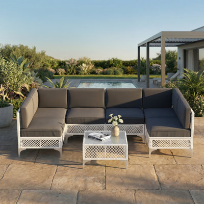 6 - Person Premium Patio Wicker Sectional Seating Group With Cushions