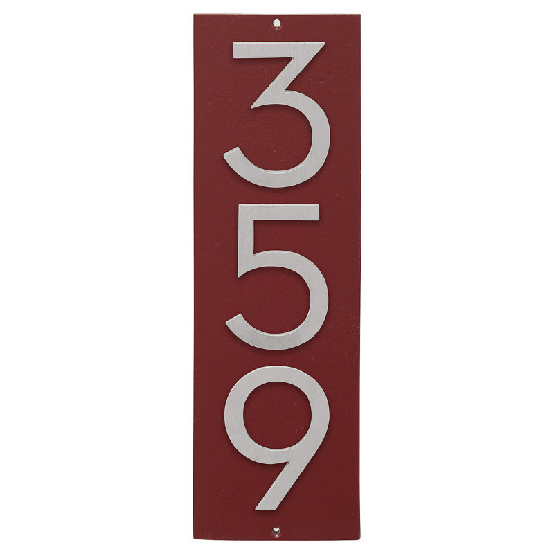 Plaque d'adresse murale sur 1 ligne, Rouge brique / aluminium brossé, Oui