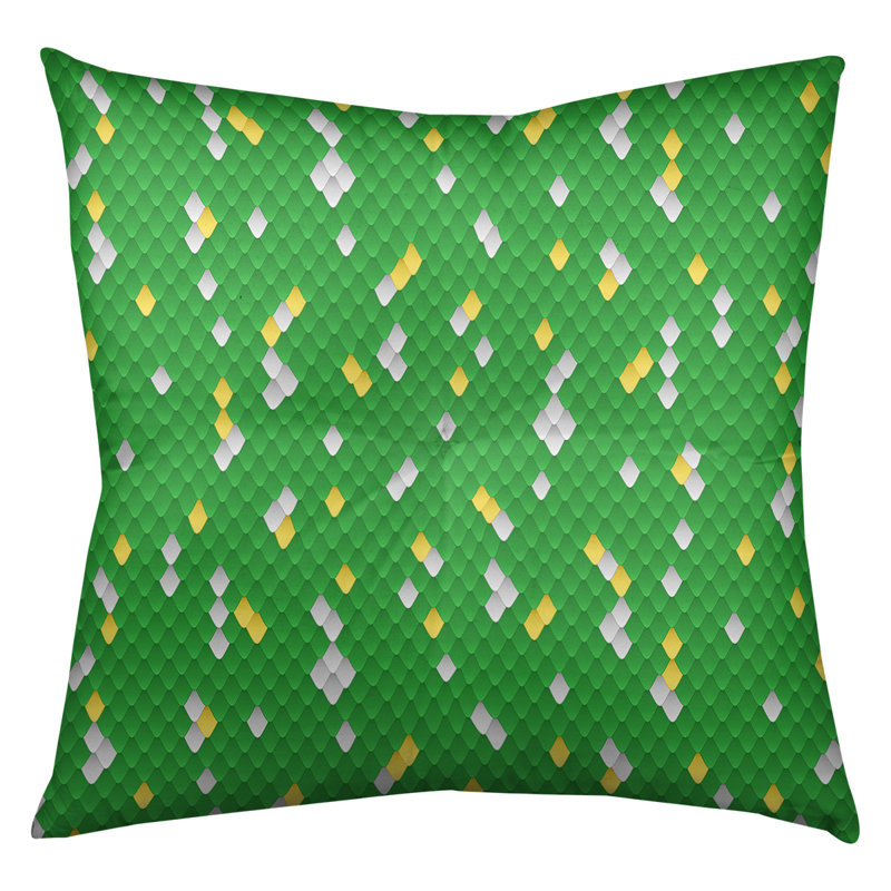 Coussin de plancher à échelle serpent, 26 po x 26 po, Vert / Jaune
