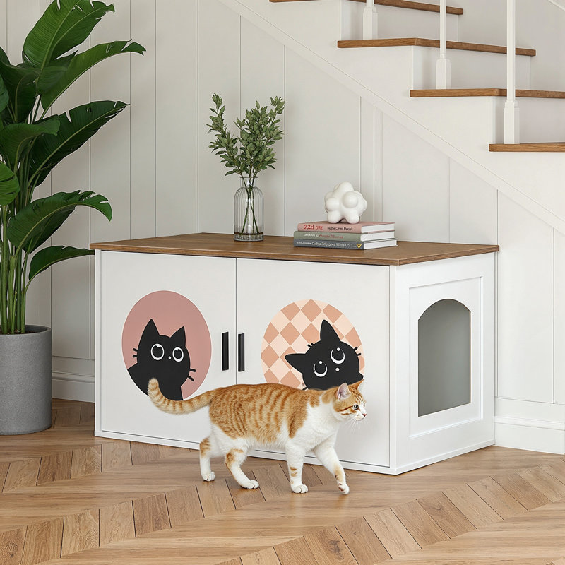 Enceinte de litière pour chat, Noyer