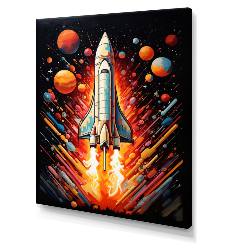 Rocketship Stellar Voyage I - Art mural sur toile Rocketship, H 40 po x l 30 po x P 1,5 po, Toile tendue