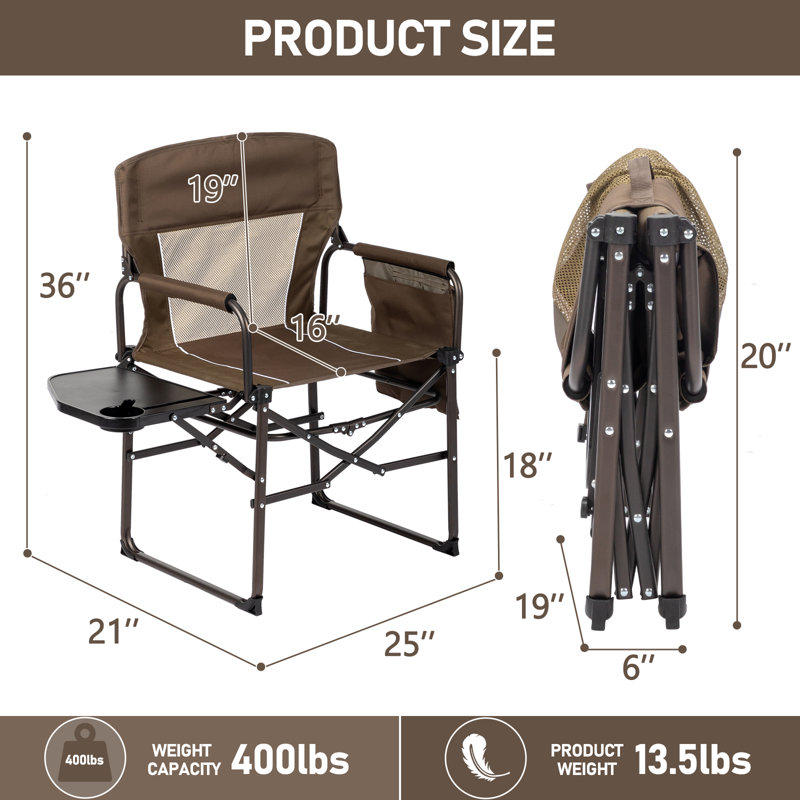 Chaise de camping pliante avec coussins Meriwether