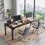 Double Double Space: bureau d'ordinateur noir pour 2 personnes avec structure en métal noir