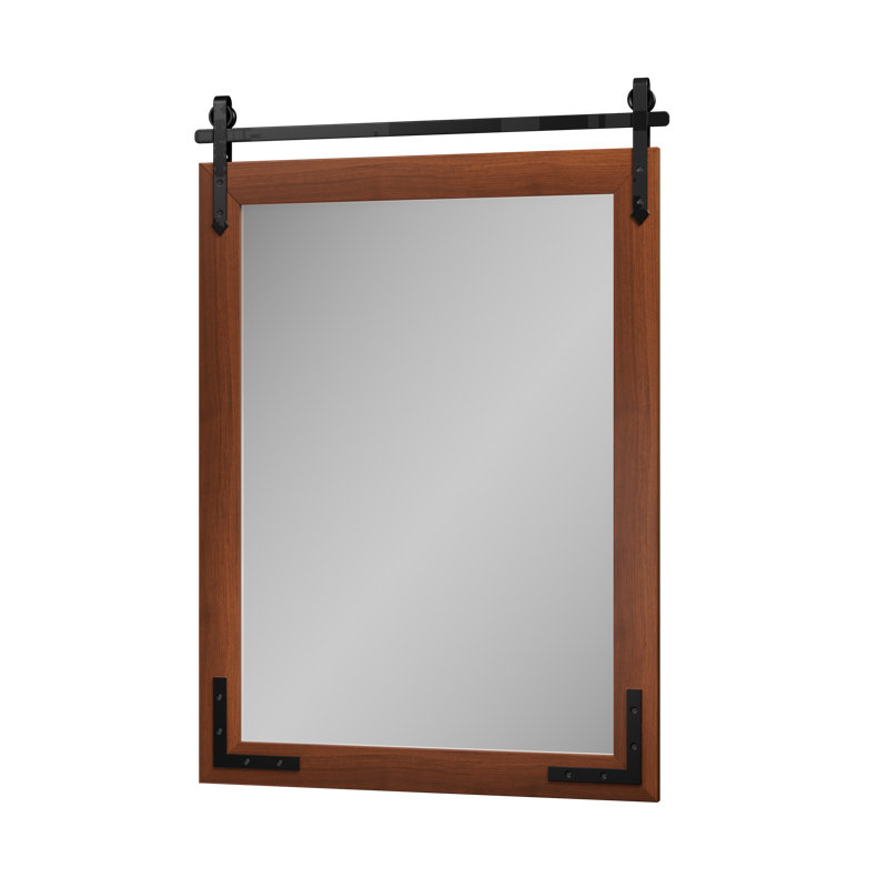 Brunilda Rustic Farmhouse Solid Wood Frame Accent Mirror Decorative Mirror, White, 30" x 22"