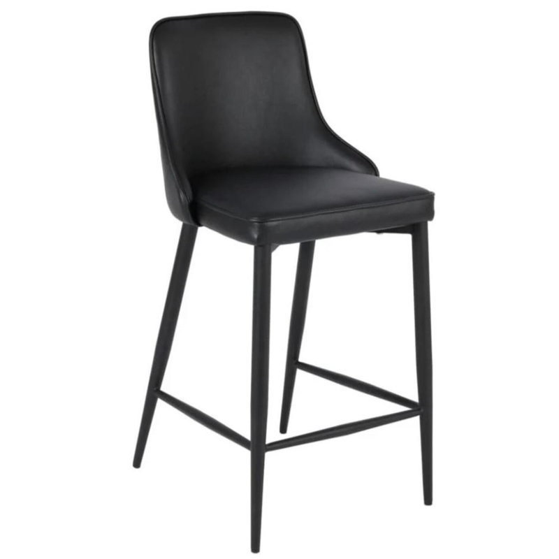 Tabouret en similicuir Rocha, Noir