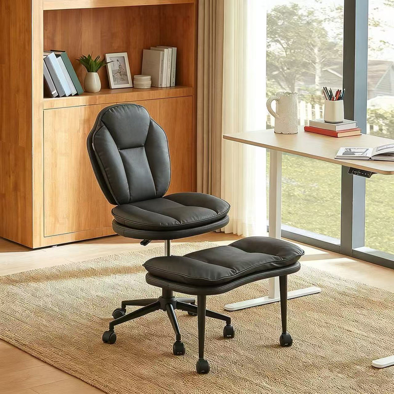 Cloud-style Cross-leg Swivel Chair With Adjustable Height Yoga Kneeling Chair With Lumbar Support For Office, Black
