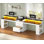 Bureau 96,6 po pour deux personnes avec lumières à DEL et prise de courant, bureau d'ordinateur double avec 3 tiroirs, poste de travail très long avec tiroir classeur pour bureau personnel, blanc