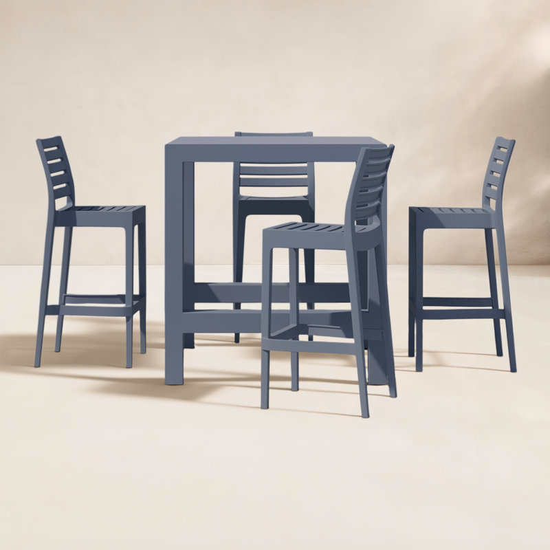 Farrah Square 4 - Person 39" Long Bar Height Dining Set, Dark Gray