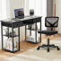 Ensemble de bureau et de chaise: bureau d'ordinateur de 48 pouces et chaise en filet noir à hauteur réglable
