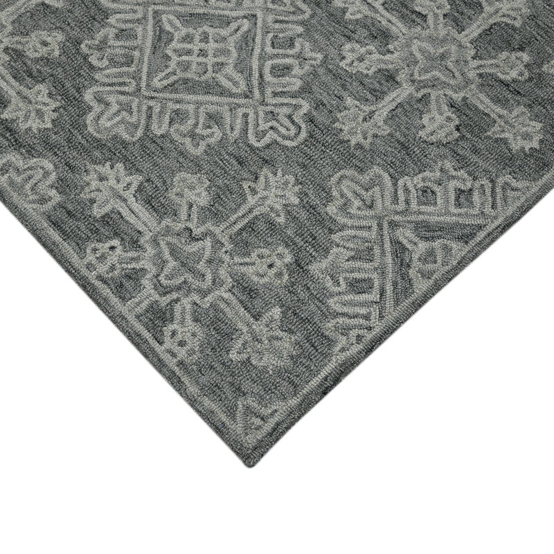 Tapis géométrique en laine naturel touffeté à la main Laurent, Rectangle 8 pi x 11 pi