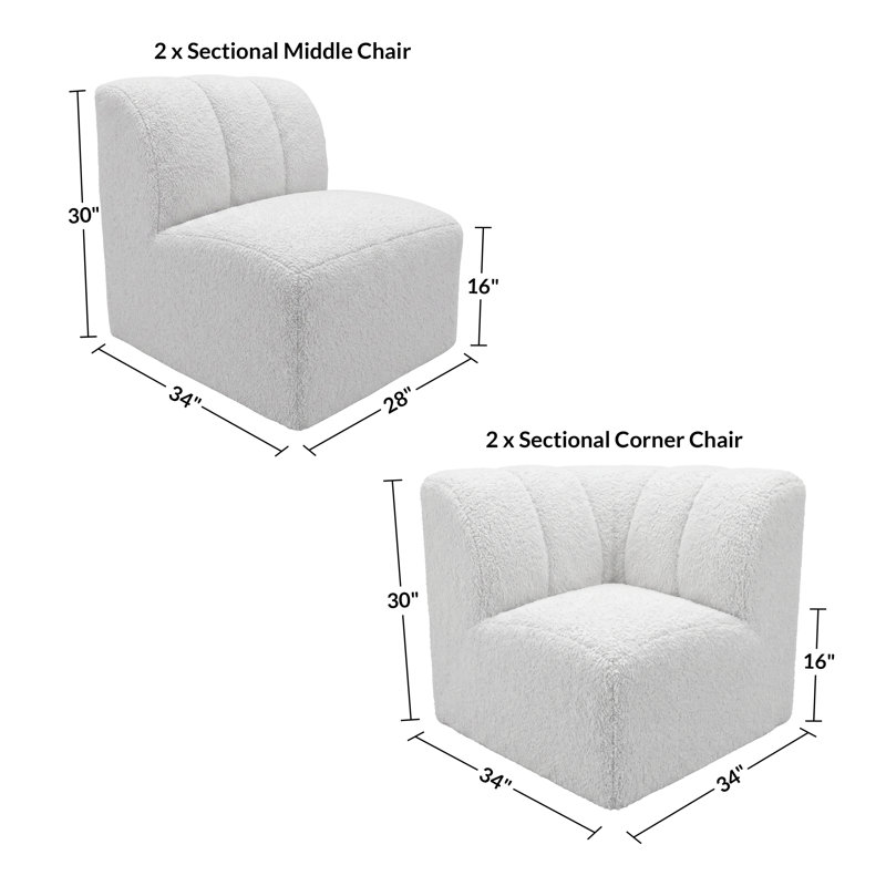 Canapé d'angle modulaire extérieur 4 pièces Praia Essie, recouvert de tissu bouclé Sunbrella, 4