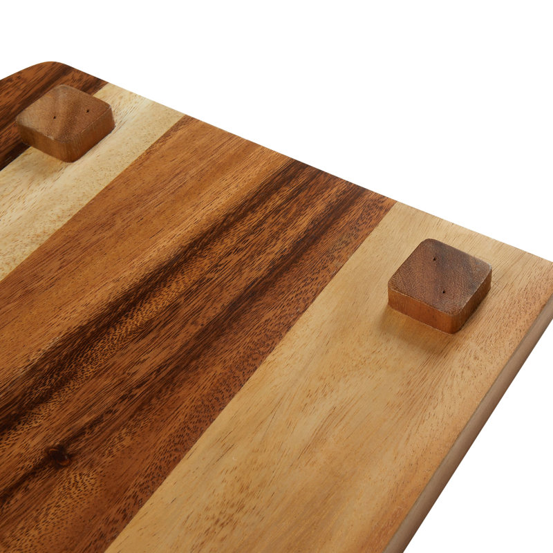 Plateau de service en bois sur pied avec rebord surélevé