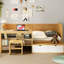 Lit de jour simple en bois avec des rangements et des casiers, un tabouret assorti de bureau d'étude de lit multifonctionnel, des dortoirs d'apparence naturelle et des tablettes de chambre à coucher-1506833742