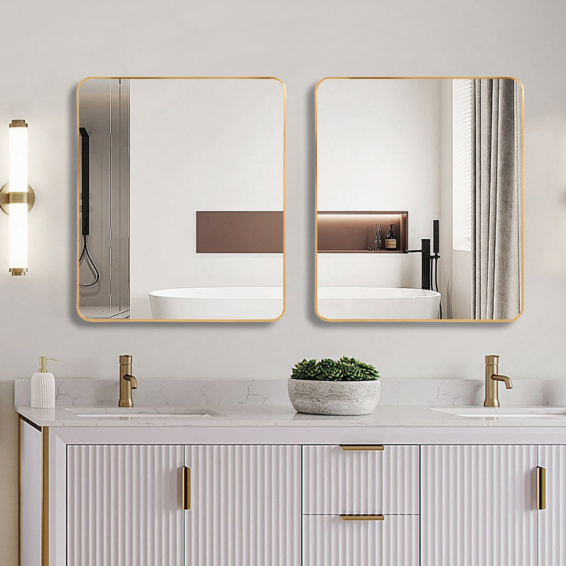 Grand miroir mural de salle de bain rectangulaire 30 x 36 pouces avec film incassable et cadre antirouille, 36 po x 30 po