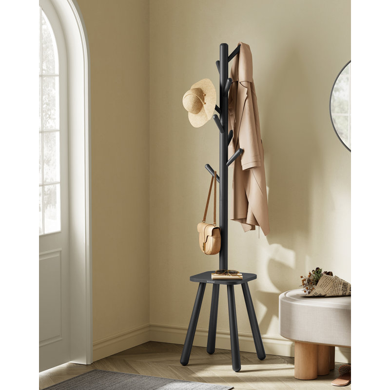 Rubber Freestanding 8 - Hook Coat Rack, Black