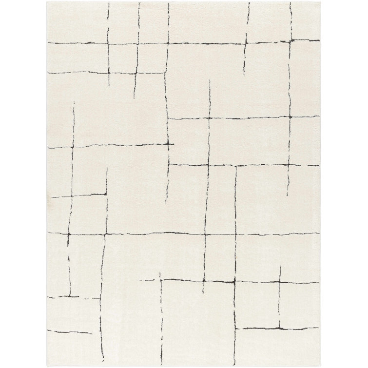 Ashmin Machine Woven Polyester Area Rug in Cream/Gray