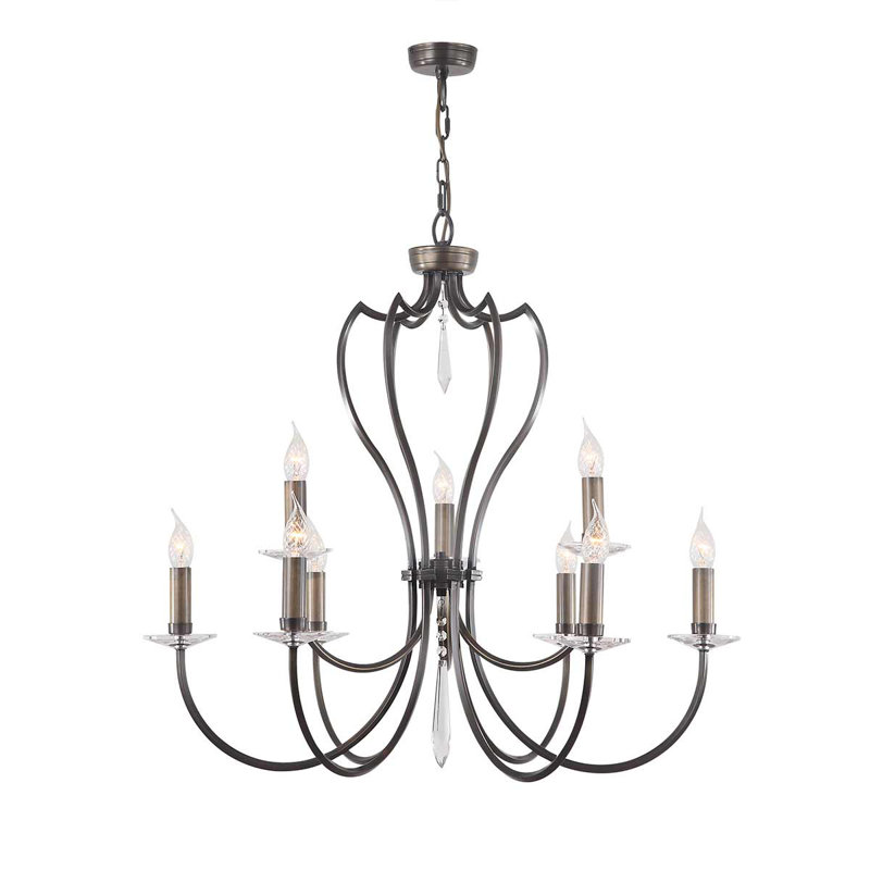 Noi 9 - Light Candle Style Chandelier, Dark Bronze