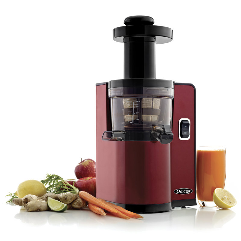 Omega Cold Press Masticating Vertical Low-Speed Juicer, Red
