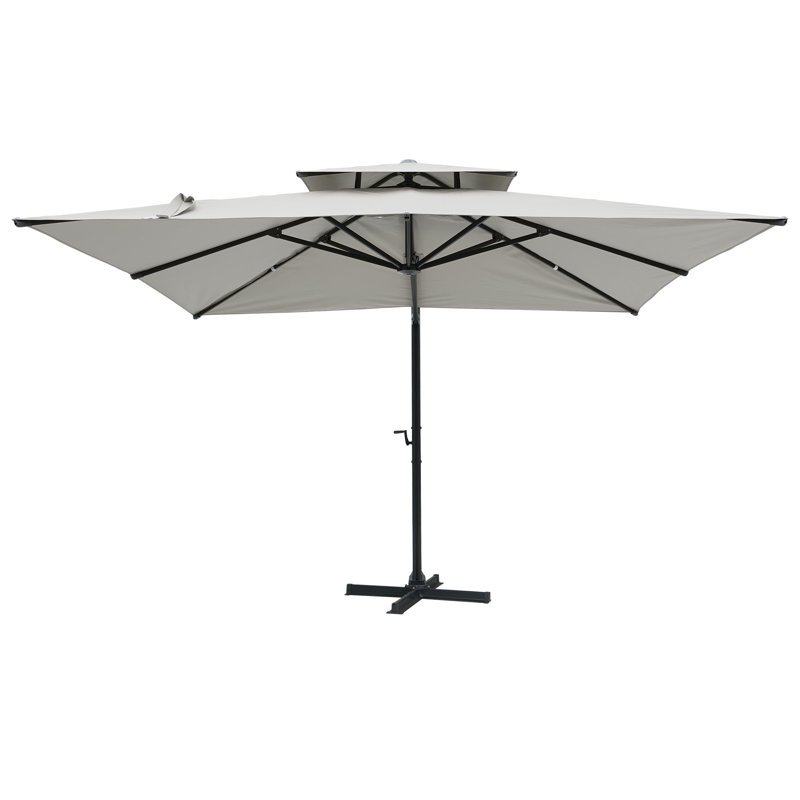 Parasol en aluminium pour porte-à-faux de patio, Gris