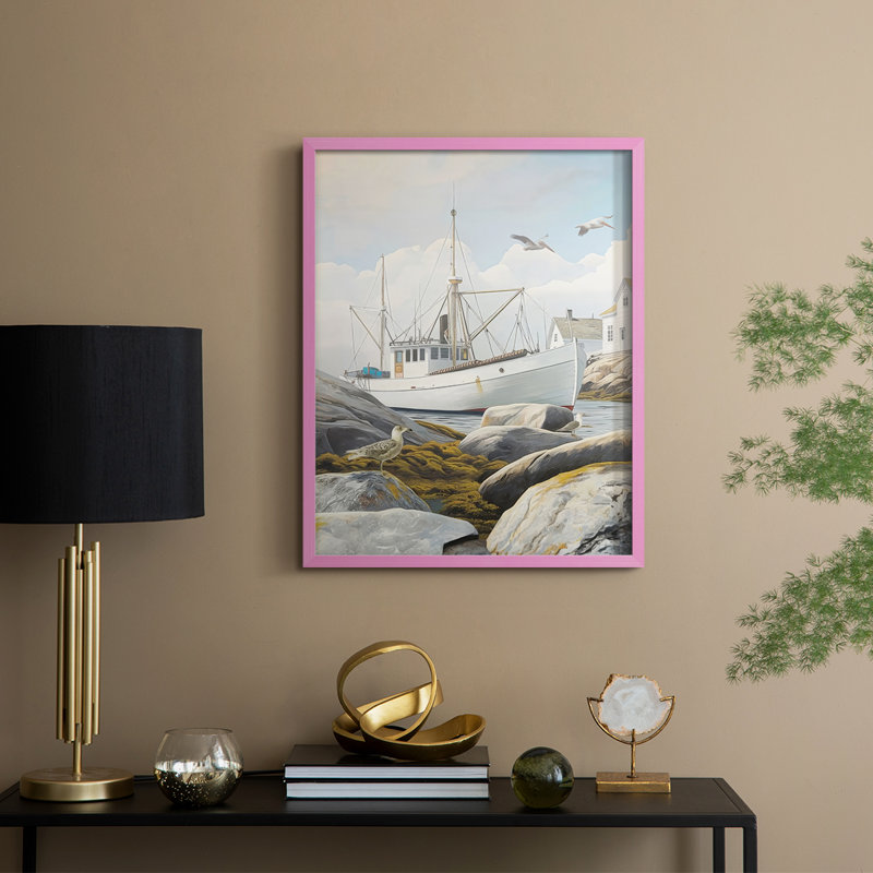 Fisherman's Way I, reproduction encadrée - bois massif, Rose, 11" H x 9" W