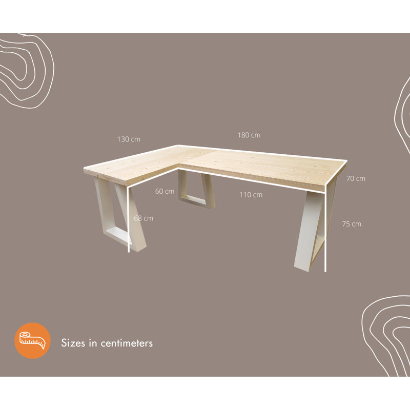 Agirta Commercial Use Rectangle Writing Desk, 75" H x 140" W x 70" D, White, Natural