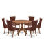 Ensemble de table à manger 7 pièces comprenant une table de cuisine et 6 chaises de salle à manger en polyester gris platine avec dossier capitonné - Finition noyer antique-507873352-507873345