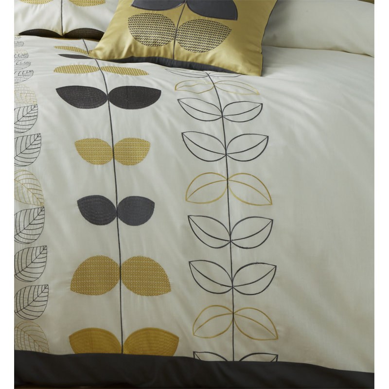 Embroidered Scandi Leaf Cushion Cover