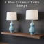 Ensemble de 2 lampes de table de chevet en céramique de 14 po Andover Mills - lampe moderne en céramique avec double gourde de style rétro pour chambre à coucher, salon ou bureau avec ampoules DEL (ciel / blanc)-1164257321