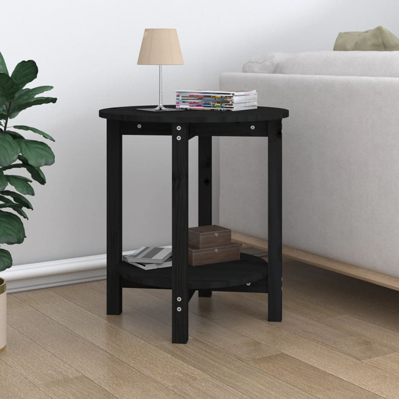 Worsley Solid Wood Four Leg Coffee Table with Storage, 60cm H x 55cm W x 55cm D, Black