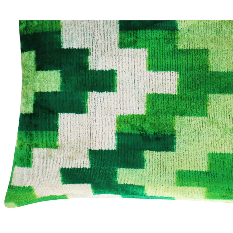 Lumbar Pillow Cover & Insert, Green/White