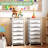 Rolling Storage Drawers with Wheels ,Utility Cart with 6 Large Drawers and Wooden Tabletop-1823129699