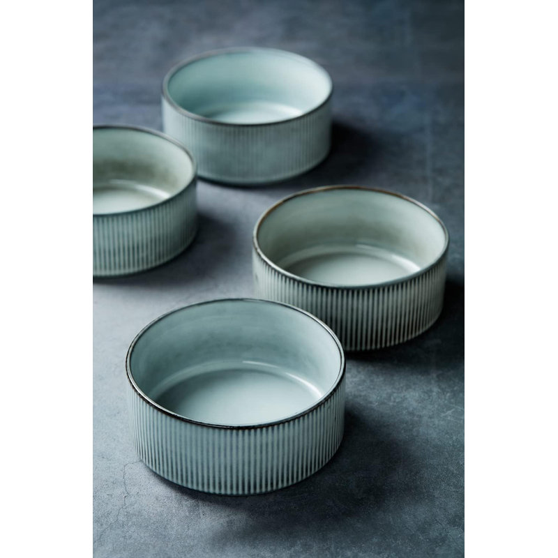 Ensemble de bols en céramique fabriqués à la main de 6 bols profonds de 23 oz pour céréales, soupe, avoine et desserts, glaçure réactive double, va au lave-vaisselle et au micro-ondes, vaisselle en grès empilable