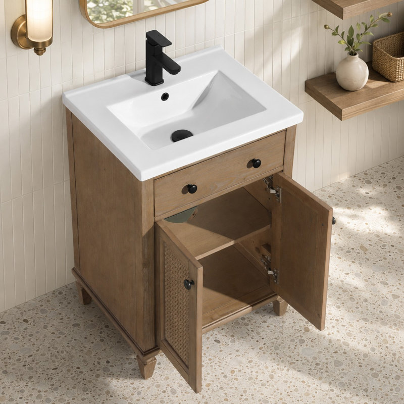 Meuble-lavabo simple 24 po avec comptoir en porcelaine Berkely