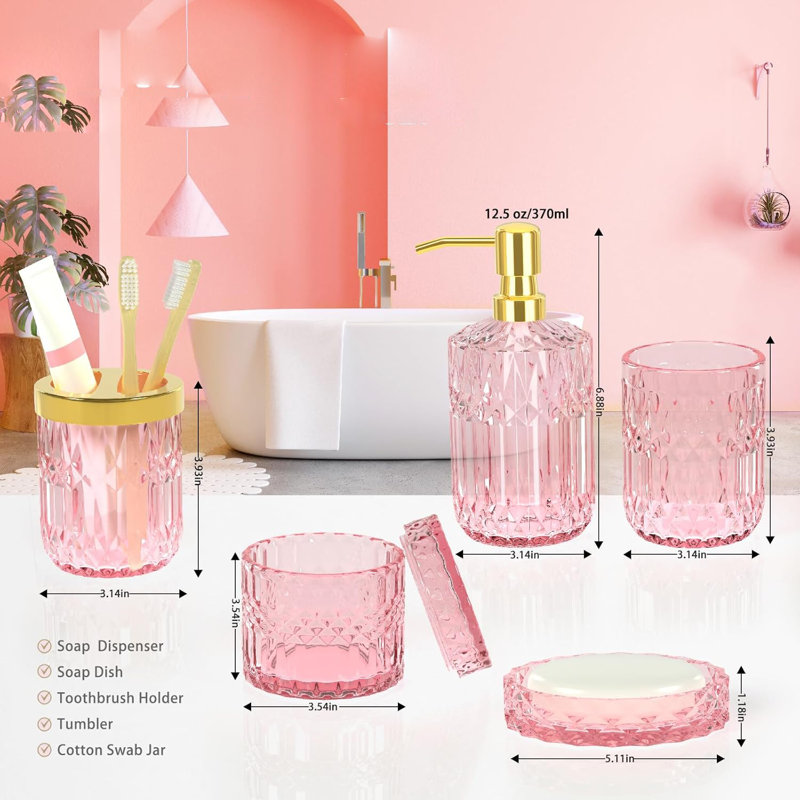 Pink Bathroom Accessory Set