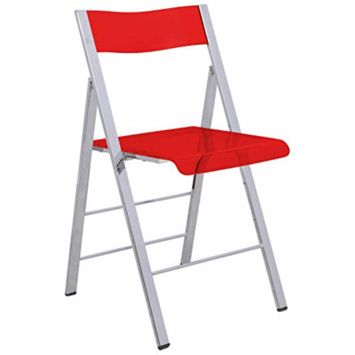 Tabris Modern Acrylic Folding Side Chair – Transparent Plastic Dining, Accent & Vanity Seating with Stainless Steel Frame & Footrest