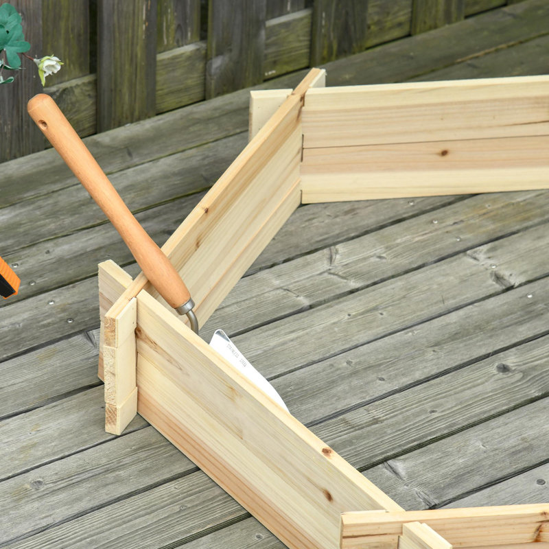 Wooden Hexagonal Screwless Planter, Natural