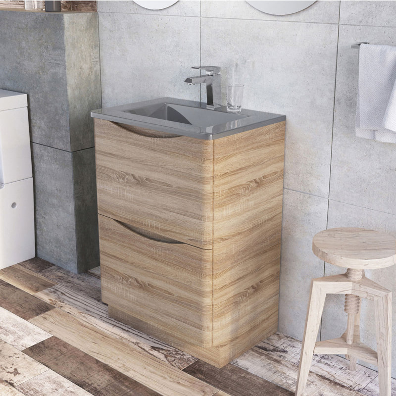 Stanhope 600mm Single Bathroom Vanity with Integrated Glass Basin