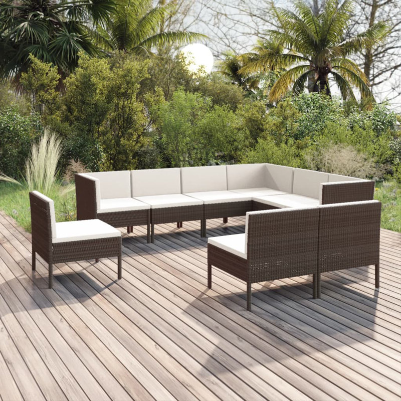 Ensemble de conversation modulaire avec coussins 6 pièces Lawenda, 3x coin + 6x milieu