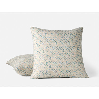 Coral Bell Print Linen Square Pillow Cover