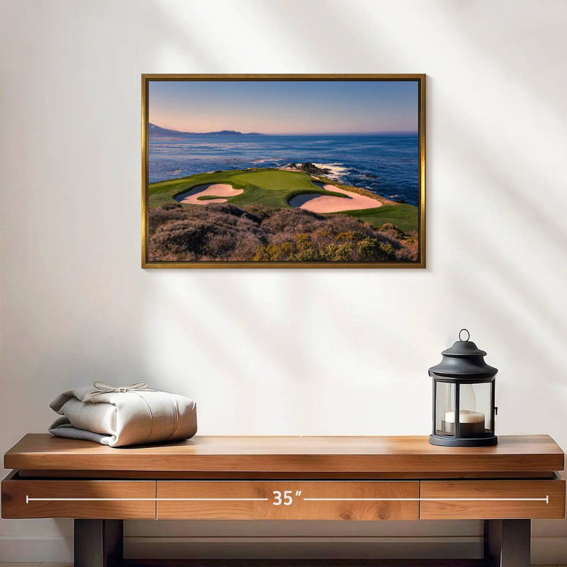 Pebble Beach Golf Club, Cadre flottant doré, 19 po x 13 po