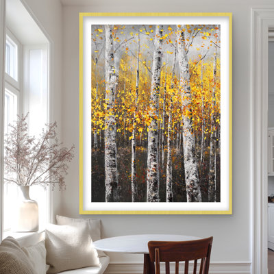 Sunny Birch Trees - Contemporary Framed Print for Home Decor