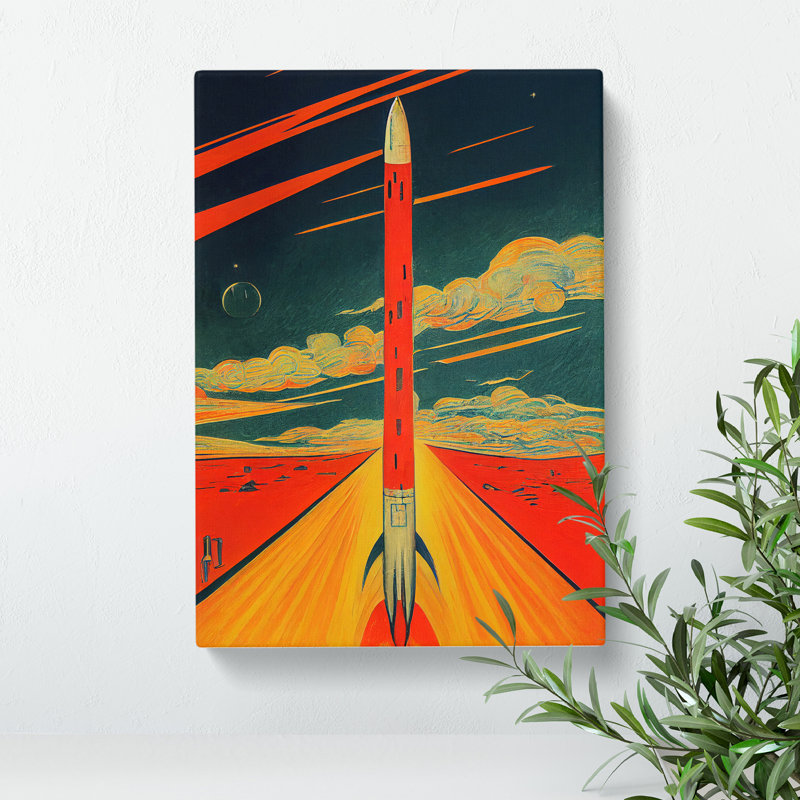 Spaceship Rocket Vintage No.1 - Wrapped Canvas, 50cm H x 35cm W x 3cm D