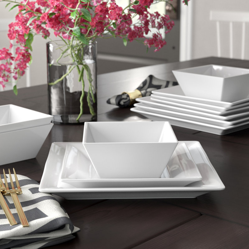 Piece Stoneware Dinnerware Set - Service for 4, White