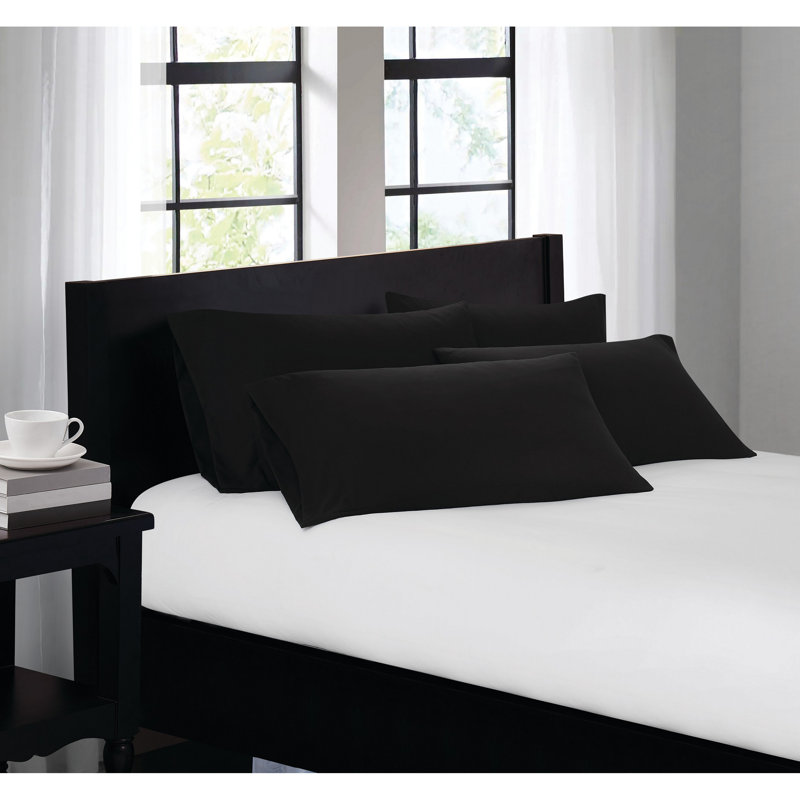 4 Piece Pillowcase Case Pack, Standard Pillowcase, Black