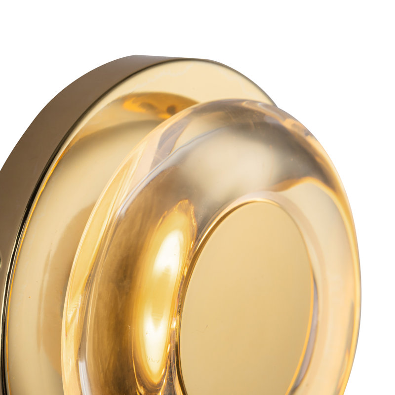 Stephord 1 - Light LED Flush Mounted Sconce, Clear, Gold, Clear Glass